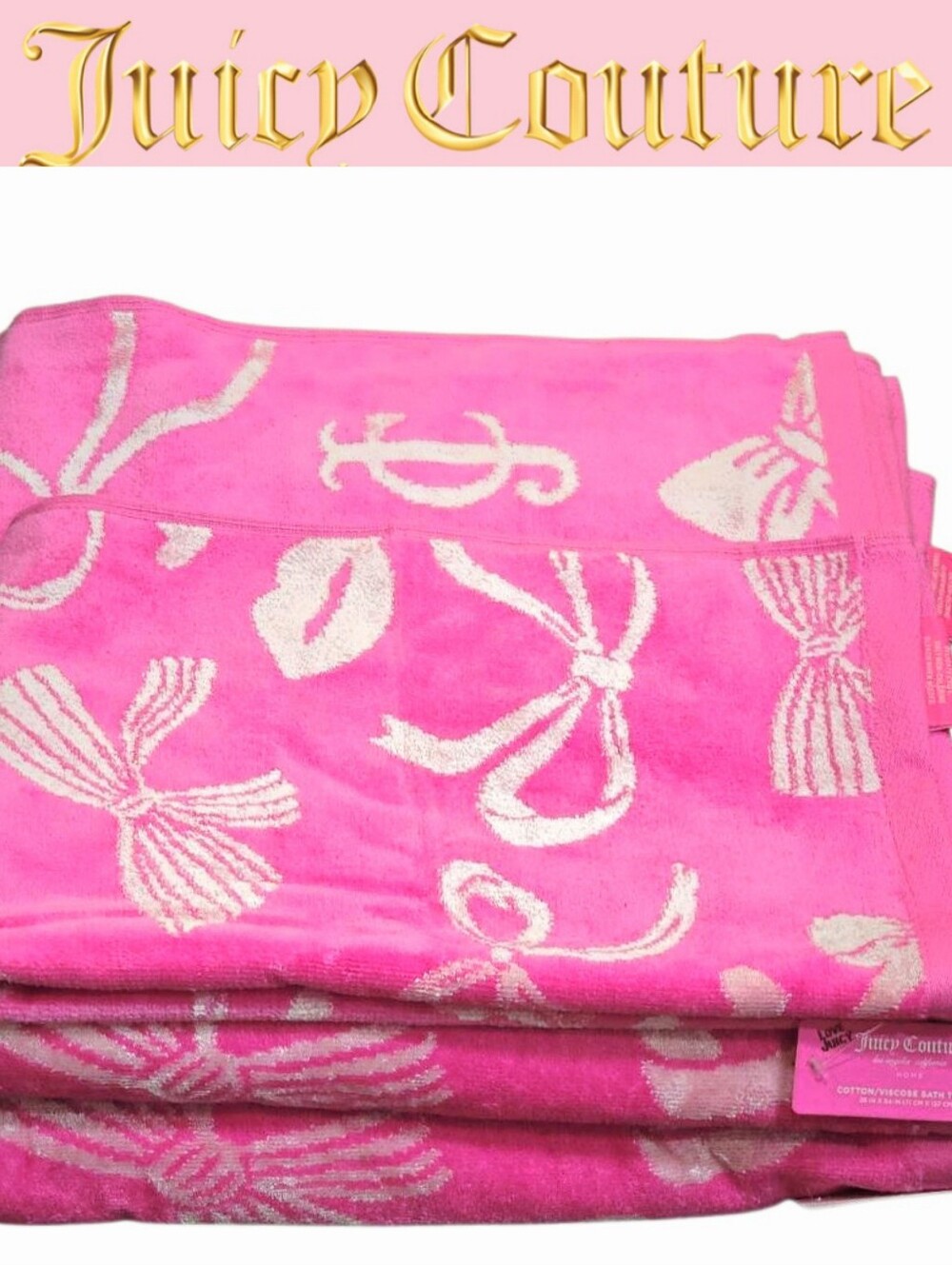 Juicy Couture Home Lips & Bows Bath & Hand Towel Set
